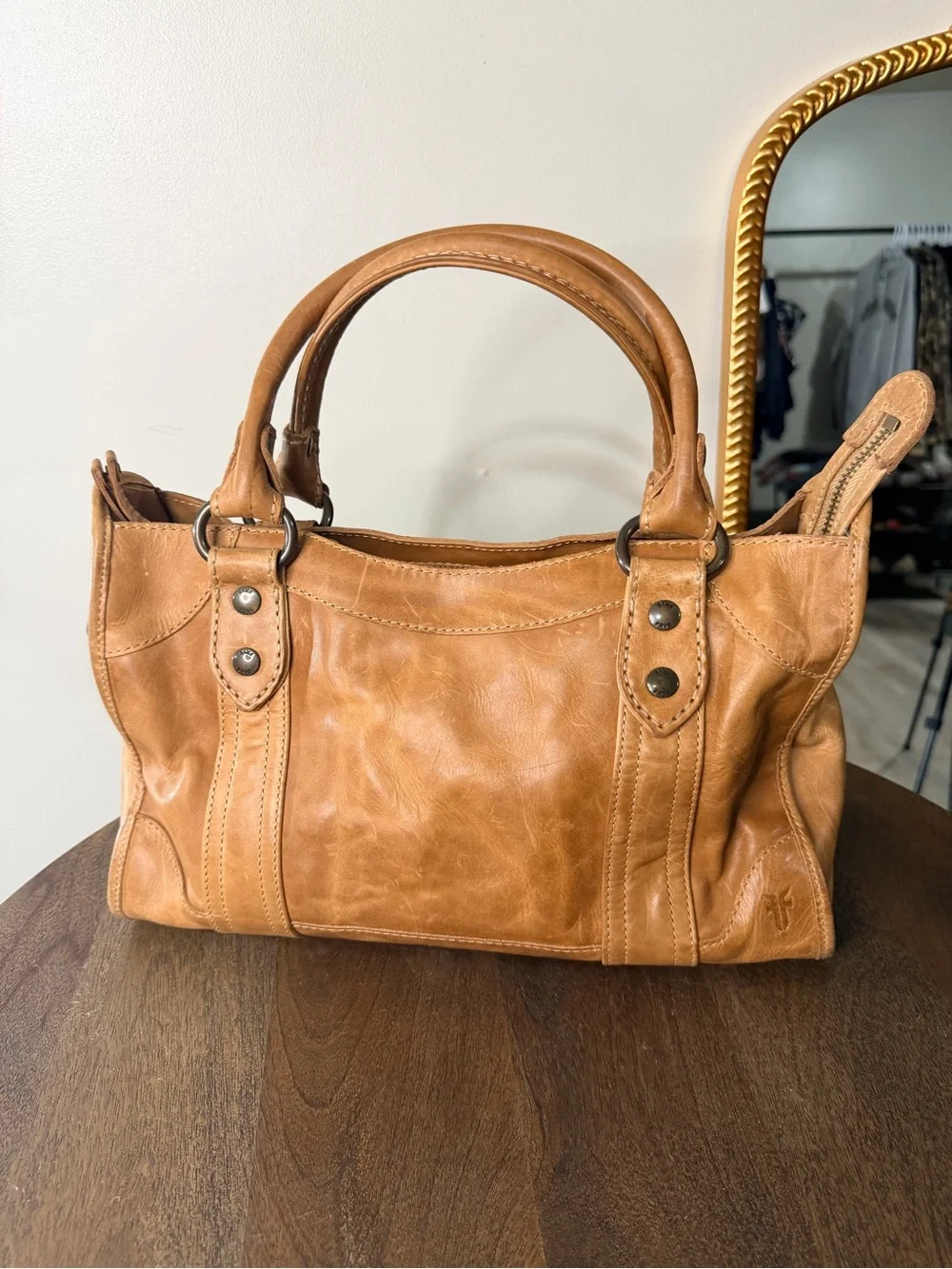 Frye Melissa Leather Satchel in Tan